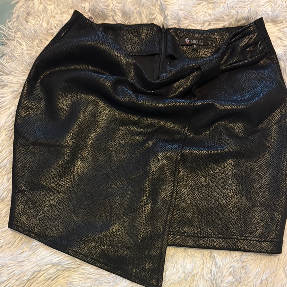 Michele Black Asymmetrical Wrap Pencil Skirt